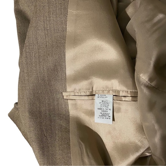 Ralph Lauren Canada Beige 3-Button Silk Wool Blend Suit Jacket Men’s Blazer 44L - Picture 13 of 14